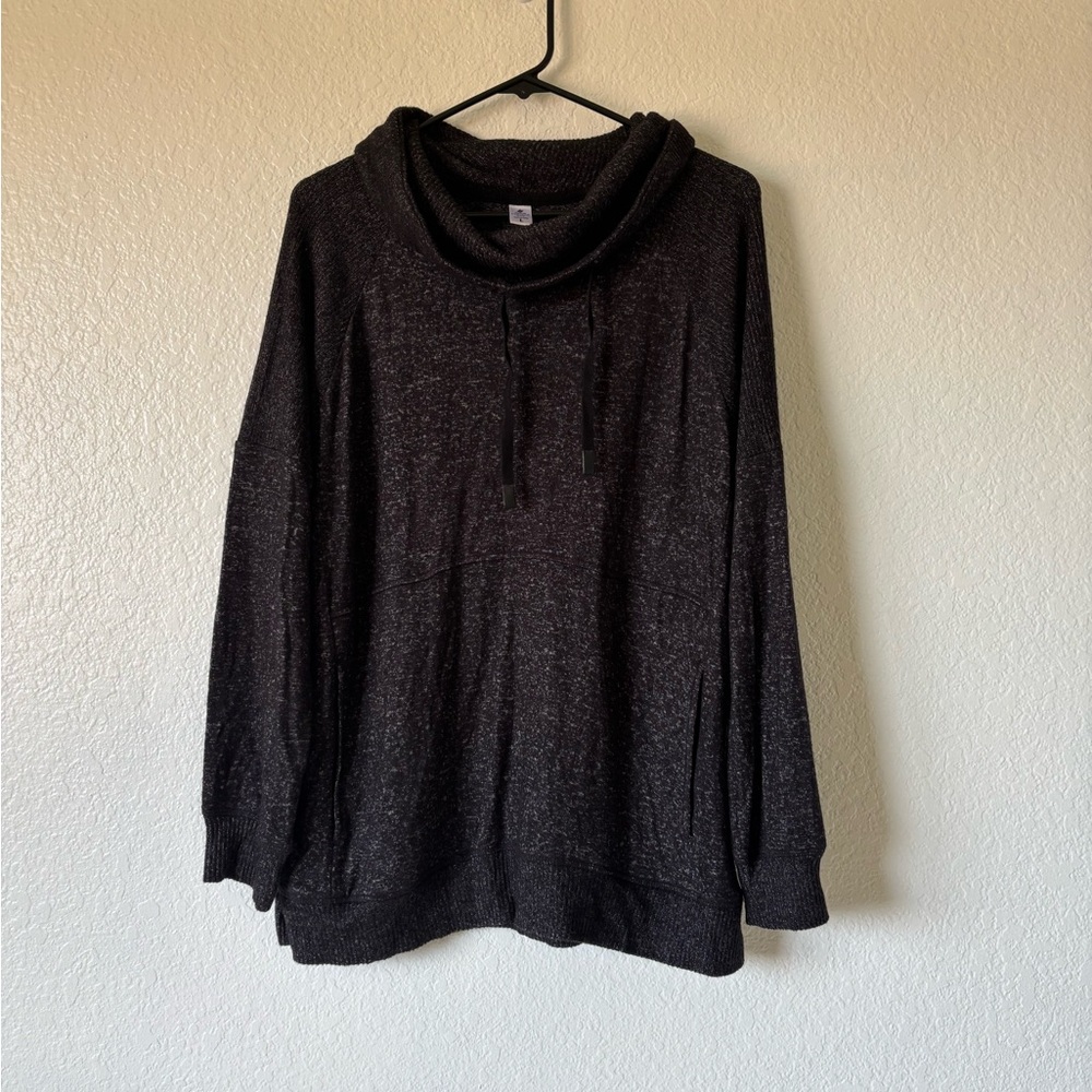 Favorite Lounge  Top Cozy Black Cowl Neck Sweater Size L #061